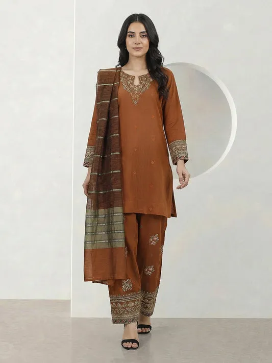 3 Piece Special Jacquard Suit- Embroidered (Pret)