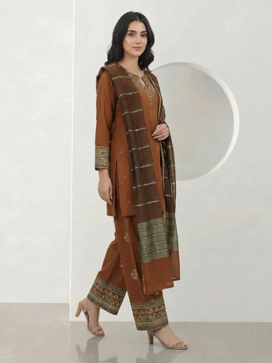 3 Piece Special Jacquard Suit- Embroidered (Pret)