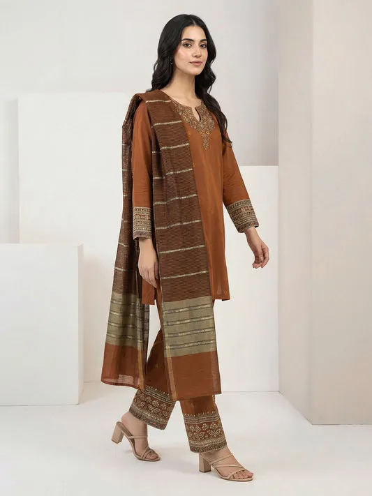 3 Piece Special Jacquard Suit- Embroidered (Pret)