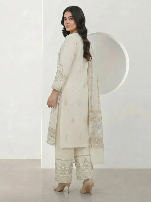 3 Piece Special Jacquard Suit- Embroidered (Pret)
