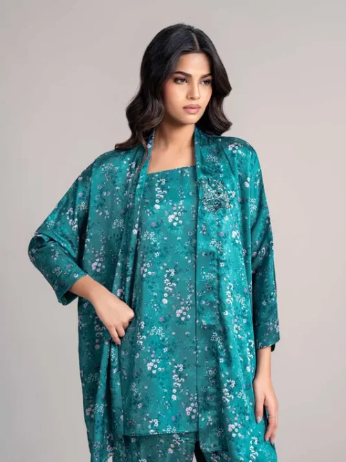 2 Piece Silk Suit-Embellished (Pret)