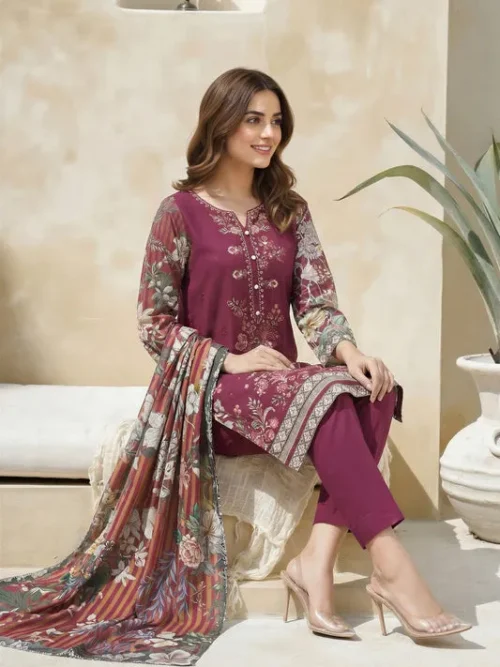 3 Piece Lawn Suit-Embroidered (Unstitched)