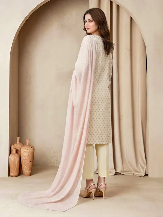 3 Piece Special Jacquard Suit-Embroidered (Unstitched)